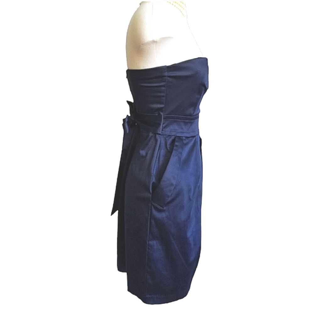 Papaya Navy Blue Strapless Satin Cocktail Dress S NWT - Picture 3 of 7